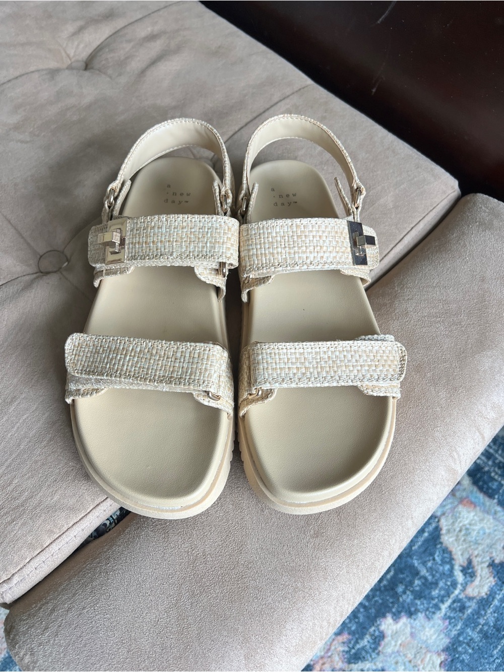 a new day Beige Woven Strap Sandals